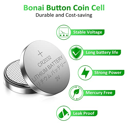 Bonai CR2032 Battery 3V Lithium Battery 2032 Coin Cell Batteries 3 Volt