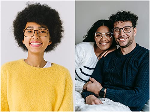 Image of 2 Pack Blue Light Blocking Glasses for Men Women Teens, Square Slender Frame with Spring Hinges, Computer Eyeglasses, Anti Glare Eye Strain Protection Clear Black Tortoise
