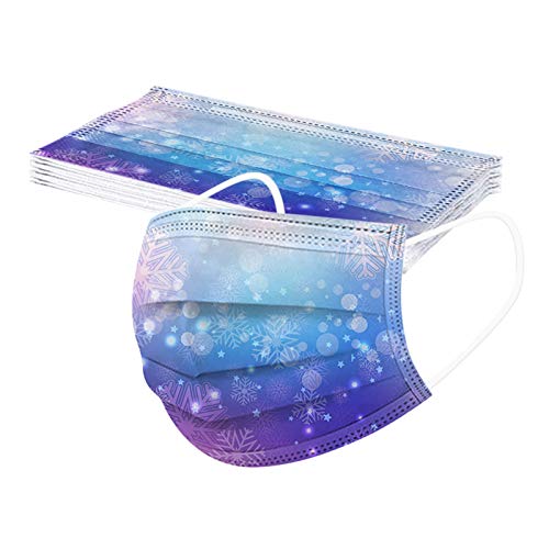 10pcs Christmas Face_Mask,3 Ply Disposable Facemasks for Adults Breathable Face Covering with Ear Loops