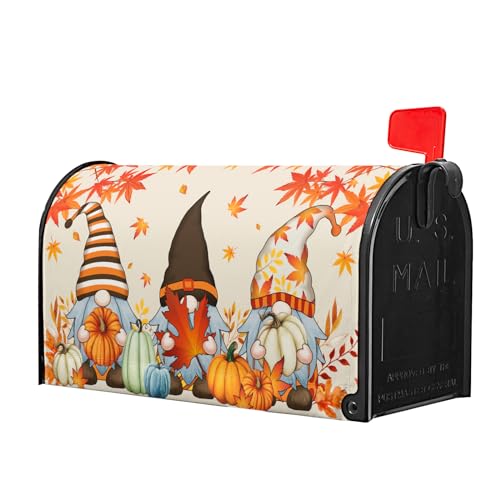 Image of Welcome Autumn Pumpkin Magnetic Fallen Leaves Mailbox Cover - Standard Size 18 X 21 - Decorative for Home, Outdoor, Garden