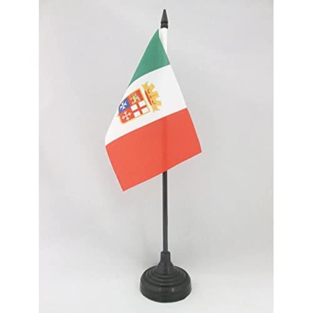 AZ FLAG Italian Navy Table Flag 4'' x 6'' - Italy Military Desk Flag 15 x 10 cm - Black plastic stick and base