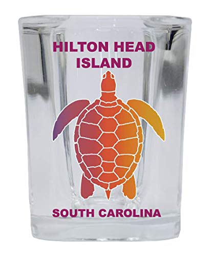 HILTON HEAD ISLAND South Carolina Square Shot Glass Rainbow Turtle Design