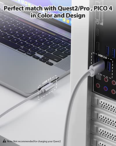 Link Kabel 5m,Kompatibel mit Meta/Oculus Quest2/Pro PICO 4 Zubehör und PC Steam VR,Stouchi Virtual Reality Headset Kabel,Hochgeschwindigkeits PC Datenübertragungs,USB 3.0 auf USB C Kabel für Gaming PC - Image 6