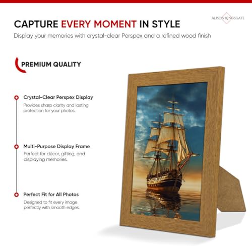 Alison Kingsgate Modern 12X10 Oak Picture Frames- Engineered Wood Photo Frame with Shatterproof Perspex Front- Ideal for Posters, Certificates & Artwork- Wall Mount or Tabletop Display - Image 4