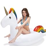 Shop-STORY - Flotador hinchable de playa o piscina en forma de unicornio – Dimensiones aprox. 150 cm – Colchón de unicornio especial princesa