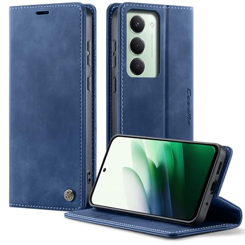 owlhold Handyhülle Xiaomi Redmi 15 4G / 5G klapphülle Premium PU Leder RFID-Schutzhülle Kartenfach Weiches Vintage Lederhülle Faltbare Ständer Schutzhülle hülle für Xiaomi Redmi 15 4G / 5G - Blau