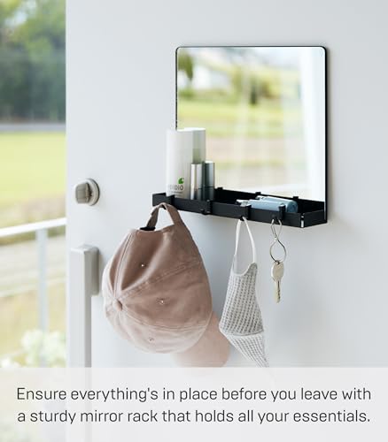 Miroir magnétique antichute de clés avec étagère compacte - 8
