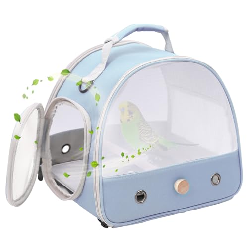 Image of Bird Carrier, Portable Small Bird Parrot Parakeet Carrier with Standing Perch and Soft Mat, Side Access Window Collapsible