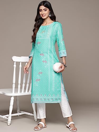 Image of ishin Women's Silk Ethnic Motifs Pink Straight Kurta