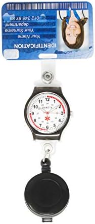 Dakota Clip On Water Resistant Retractable Badge Clip with Nurse Watch and ID Badge Holder (Black, 27414)