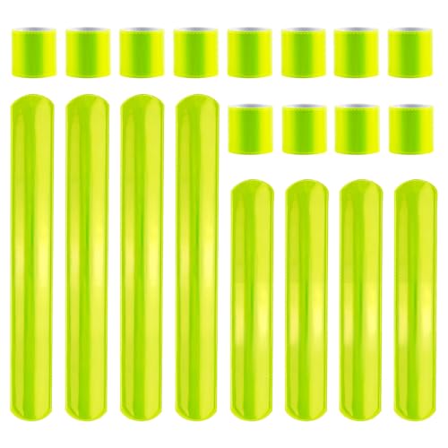 20 Pièces Brassard Reflechissant Bracelet Lumineux Fluo, Bande Reflechissante Securite Snap Flexible Haute Visibilité, Bande réfléchissante pour Running...