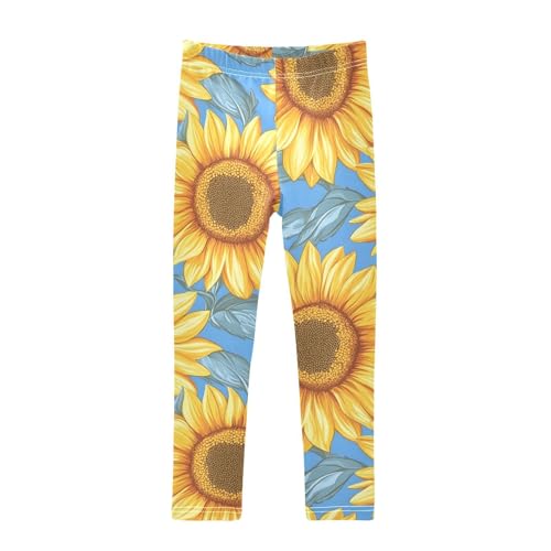 Beautiful Sunflower Girls Leggings Soft Stretch Workout Yoga Dance Pants for Kids Casual Tights
