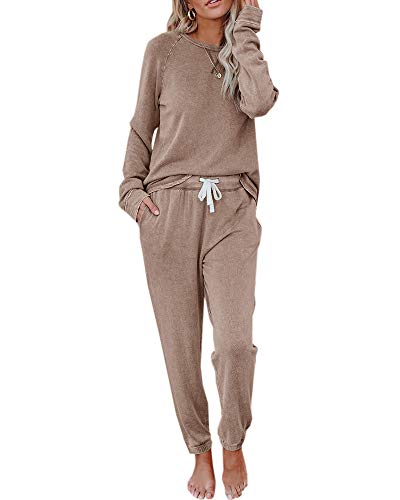 Womens Lounge Sets Sweatsuit 2 Piece Loungewear Long Sleeve Crewneck Sweatshirts Sweatpants