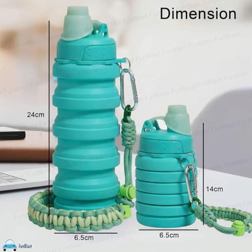 Image of FunBlast Silicone Sipper Bottle Bottle - 500 ML, Expandable Water Bottle for Home, Office, Gym, Trekking, BPA Free Food-Grade Collapsible Leak Proof Portable Travel Water Bottle (Sea Green)