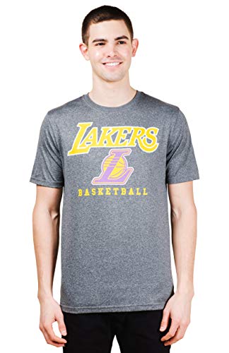 Ultra Game NBA Los Angeles Lakers Mens Short Sleeve Tee Shirt, Charcoal Heather, Large