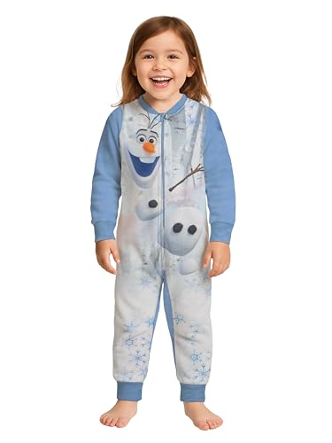 Disney Die Eiskönigin Jumpsuit für Mädchen - Olaf Frozen Overall Kinder Pyjama Schlafanzug Weiß/Blau (DE/NL/SE/PL, Numerisch, 134, 140, Regular,...