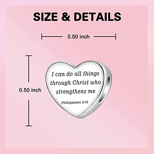 Luxilla "I Can Do All Things Through Christ Who Strengthens Me Philippians 4:13" Charm Silver Charms 925 Sterling Silver Fits Bracelets Necklace Pendant Bead Charms Jewelry Gift For Women Girl Family Friends #TOP5