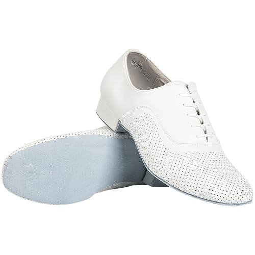 Image of Linodes Breathable Men Latin Dance Shoe Lace Up Leather Sole Waltz Shoe