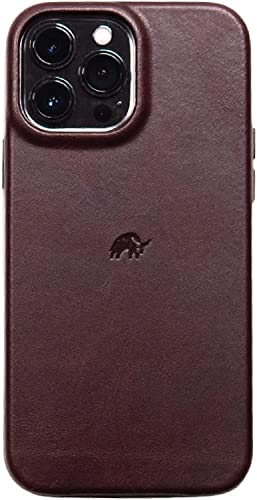 Bullstrap Premium Leather Phone Case Compatible with Apple iPhone 14 Pro Max and MagSafe Charger, Bourbon Brown
