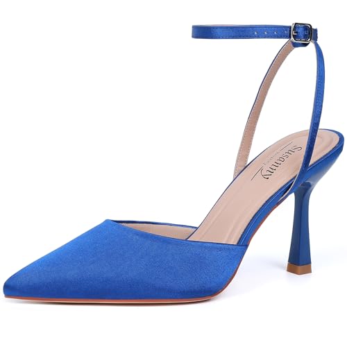 Image of Susanny Heels for Women Stiletto Closed Pointed Toe Backless Dress Shoes High Heels Sexy Kitten Pumps Wedding Guest Party Dance Prom Dressy Comfort Shoes