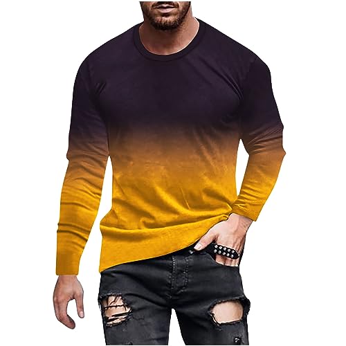Camisas de manga larga degradadas Muscularfit holgadas casuales de otoño