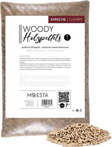 MOESTA-BBQ 19301 - Pellet in legno duro da 5 kg, aroma di fumo per tutti i gusti, ciliegia, dolce, affumicato o piccante