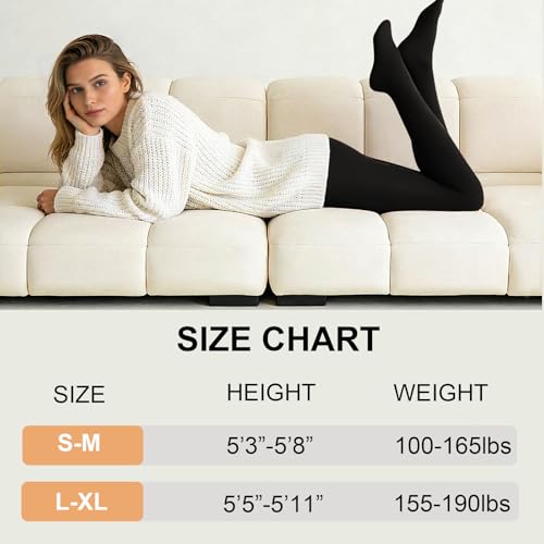 Image of DUCMODA Fleece Lined Tights for Women, Warm Thermal Winter Pantyhose, Soft Opaque Thick Leggings