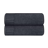 GLAMBURG 100% Cotton 2 Pack Oversized Bath Towel Set 28x55 Inches, Ultra Soft Highly Absorbant Compact Quickdry & Lightweight Large Bath Towels, Ideal for Gym Travel Camp Pool - Charcoal Grey
