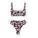 Poceacles Ensemble bikini 2 pièces taille haute avec haut court, Puzzle multicolore, 3XL