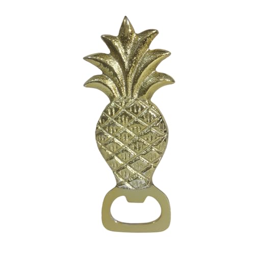 Image of Fenzo Pineapple Beer Bottle Opener, Vintage Antique Finish, Valentines Fathers Day Birthday Gifts for Men, Home Bar Accessories, Novelty Metal Funny Bottle Cap Opener Gold