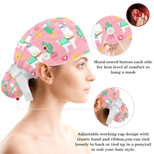 Gorro ajustable rosa con corazones para mujer miniatura 3