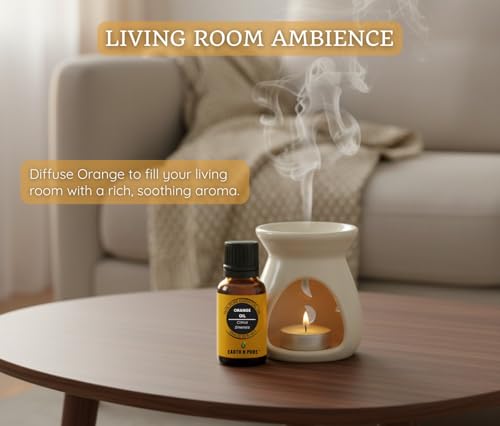 Image of Earth N Pure Ceramic Diffuser Burner with 10Ml Orange Essential Oil | 2 Tea Light Candles | Perfect for Gift Set