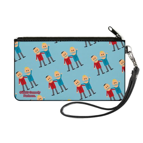 Comedy Central Small Mini Compact Pouch Wallet, Credit Card Holder Pocket Purse, South Park Terrance and Phillip Hugging Pose Blue, Canvas