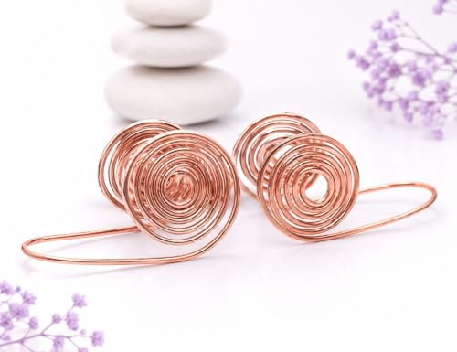 Image of Handcrafted Copper Spiral Energy Coil, Healing Meditation Tool for Reiki and Palm Reading Universal with Wireless Spiral