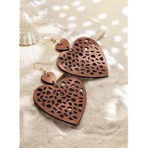 MINACHI Bohemian Hollow Cut Out Wood Leather Dangle Drop Earrings Boho Chic Hippie Statement Jewelry Gift for Women