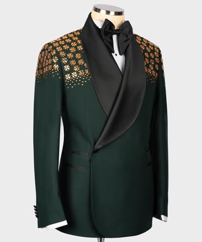 Mens Luxury Pearls Tuxedo Slim Fit Shawl Lapel Wedding Dinner Jacket Party Prom Wedding Blazer Jacket3