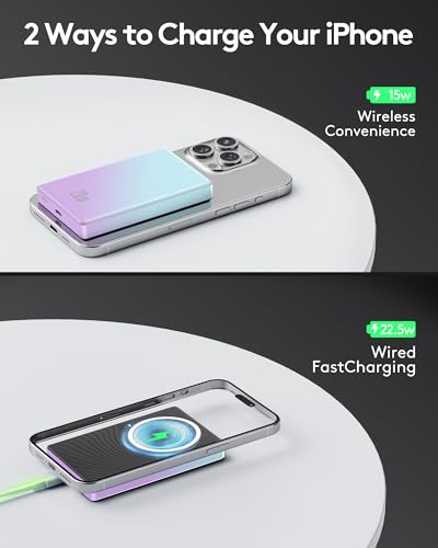 Image of 2026 for Magsafe Portable Charger iPhone, Ultra Slim Magnetic Power Bank Fast Charging, 10000mAh Wireless Battery Pack for iPhone17 /16 /15 /14 /13 /12, Travel & Daily Use Essentials Powerbank