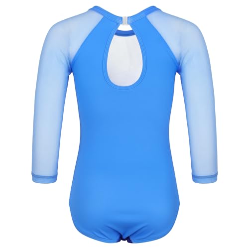 JOYSTREAM Gymnastics Leotards for Girls With Shorts Sparkly Ballet Dance Long Mesh Sleeve