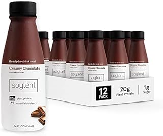 Soylent Plant Based Creamy Chocolate Meal Replacement Shake, Contains 20g Complete Vegan Protein, Ready-to-Drink, 14oz, 12 Pack