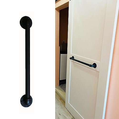 LuminaCreek Manija negra for puerta corrediza de granero con tornillos, kit de herrajes, tirador de metal for puertas de madera, puertas de entrada y tiendas.(50cm (19 3/4') Length)