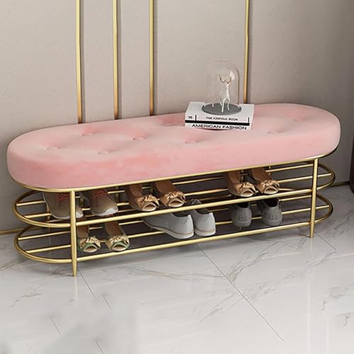 Banco de zapatos con múltiples espacios de almacenamiento, banco tapizado, taburete de zapatos, organizador de zapatos de lujo con asiento de terciopelo, banco de extremo de cama para entrada,