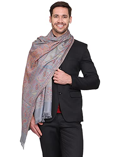 Image of Weavers Villa Men's Paisley Design Woven Poly Wool Blend Gents Shawls, Muffler, Stoles for Men