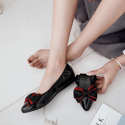 Unifizz Women's Flats, Foldable Ballet Flats for Women, Bowknot Pointed Toe Comfort Light Weight Slip-On Dress Shoes4