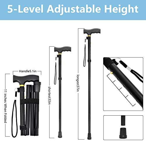 Tyimble Folding Walking Cane - Lightweight, Adjustable, Anti-Slip, Portable, With Storage Bag And Strap, Suitable For Men, Women, And The Elderly. #TOP2