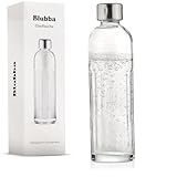 Blubba Glasflasche für Wassersprudler Air, spülmaschinenfest, geschmacksneutral, mit Verschluss aus Edelstahl, schmal und elegant