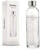 Blubba Glasflasche für Wassersprudler Air, spülmaschinenfest, geschmacksneutral, mit Verschluss aus Edelstahl, schmal und elegant