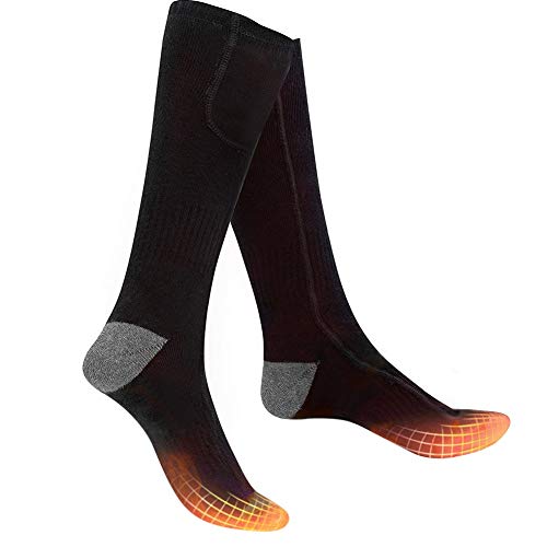 Preisvergleich Produktbild Bilisder Beheizte Socken Elektrisch Thermosocken Warme Wintersocken mit 2200 mAh Batterie 3 Dateien Temperatur für Damen Herren (Schwarz)