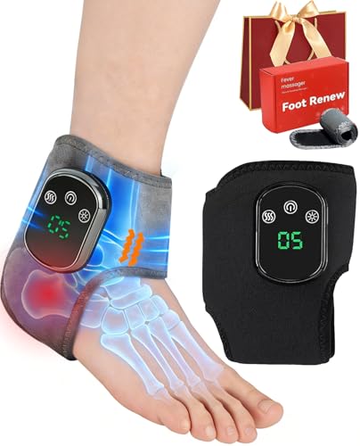 Foot Renew Triple Method Massager, 3 in 1 Ankle Massager for Neuropathy, Heat Therapy, Shiatsu, 3D Surround Cordless Electric Foot and Ankle Massage Heated Wrap for Plantar Fasciitis (Black)