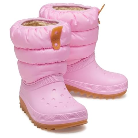 Crocs Classic Neo Puff Boot K Fashion, Pink Tweed/Gum Cover