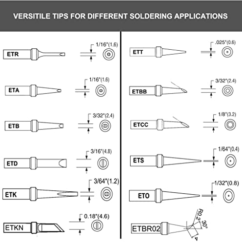 Image of ET Tips for Weller WE1010NA WES51 WESD51 PES51 WEP70 Soldering Tips 12pcs Pack with a Metal Tip Holder